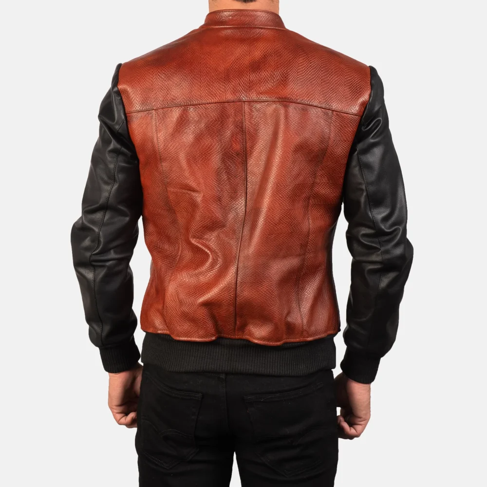 Avan Black & Maroon Leather Bomber Jacket-reviseleather