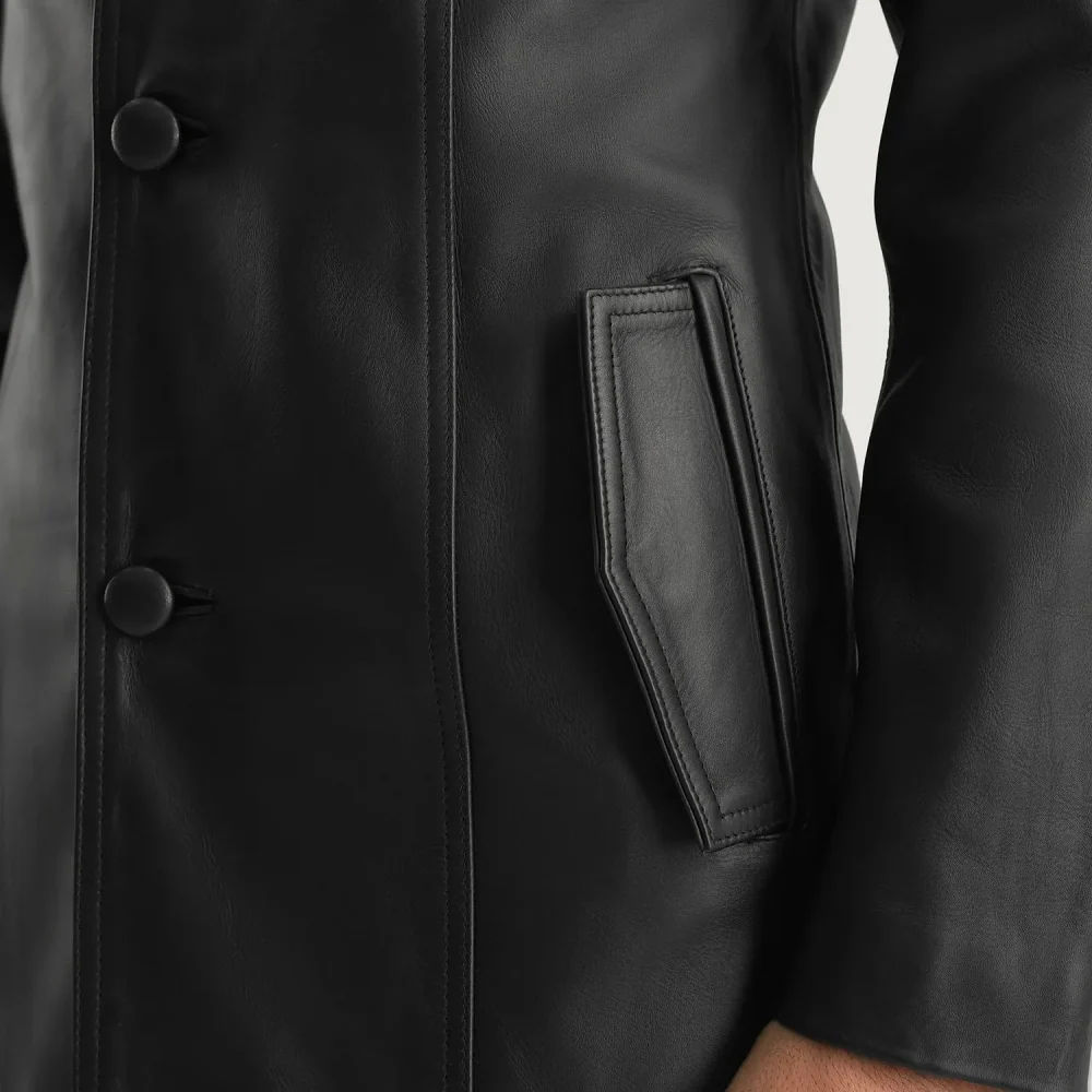 Brawnton Black Leather Coat-reviseleather