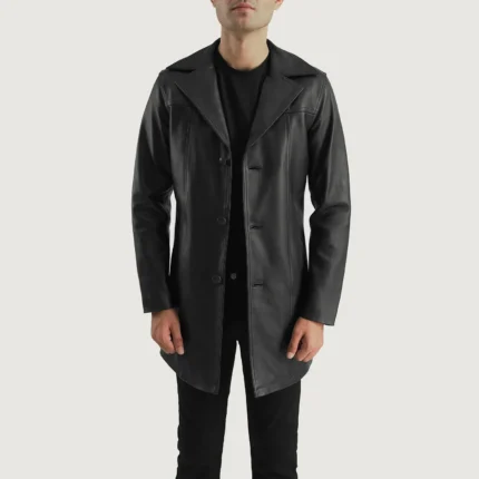 Brawnton Black Leather Coat-reviseleather