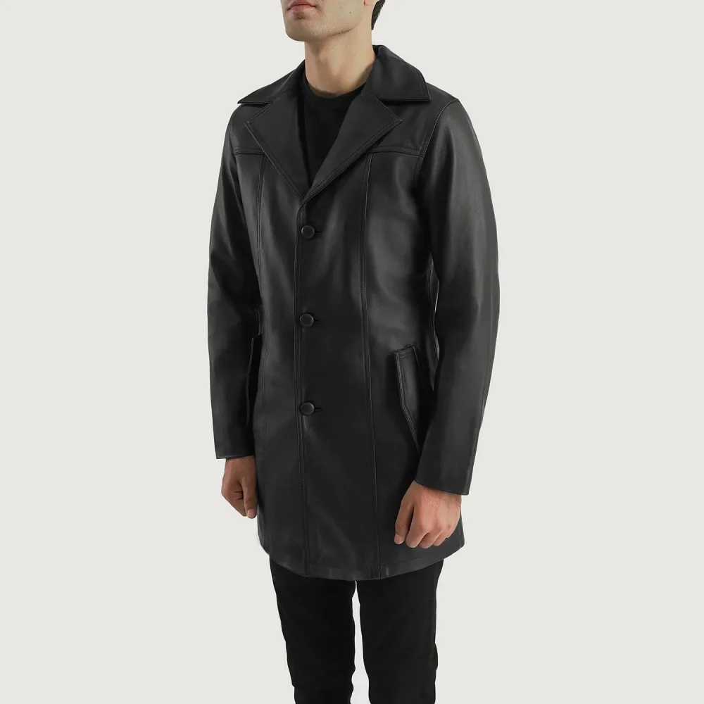 Brawnton Black Leather Coat-reviseleather