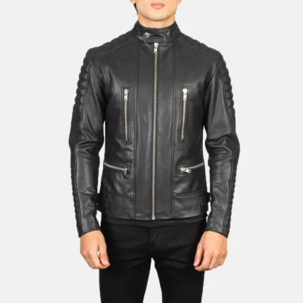 Damian Black Leather Biker Jacket-reviseleather