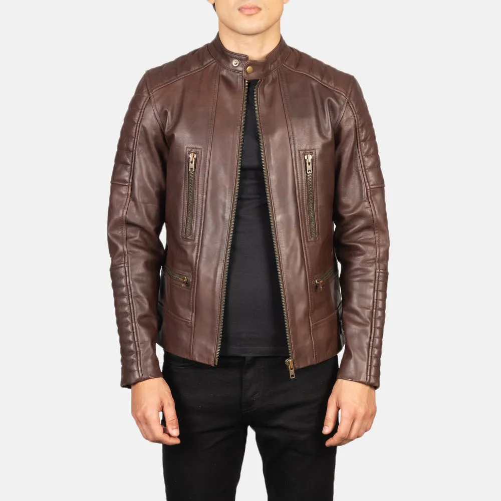 Damian Brown Leather Biker Jacket-reviseleather