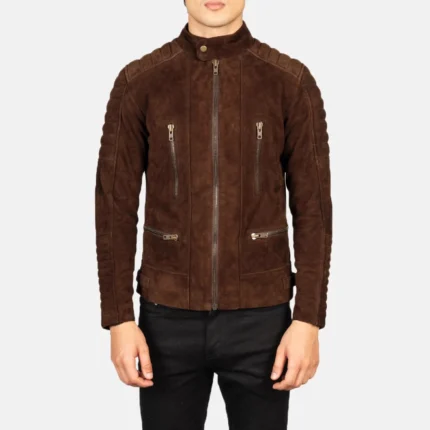 DAMIAN MOCHA SUEDE BIKER JACKET-reviseleather