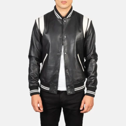 Dantee Black Leather Varsity Jacket-reviseleather