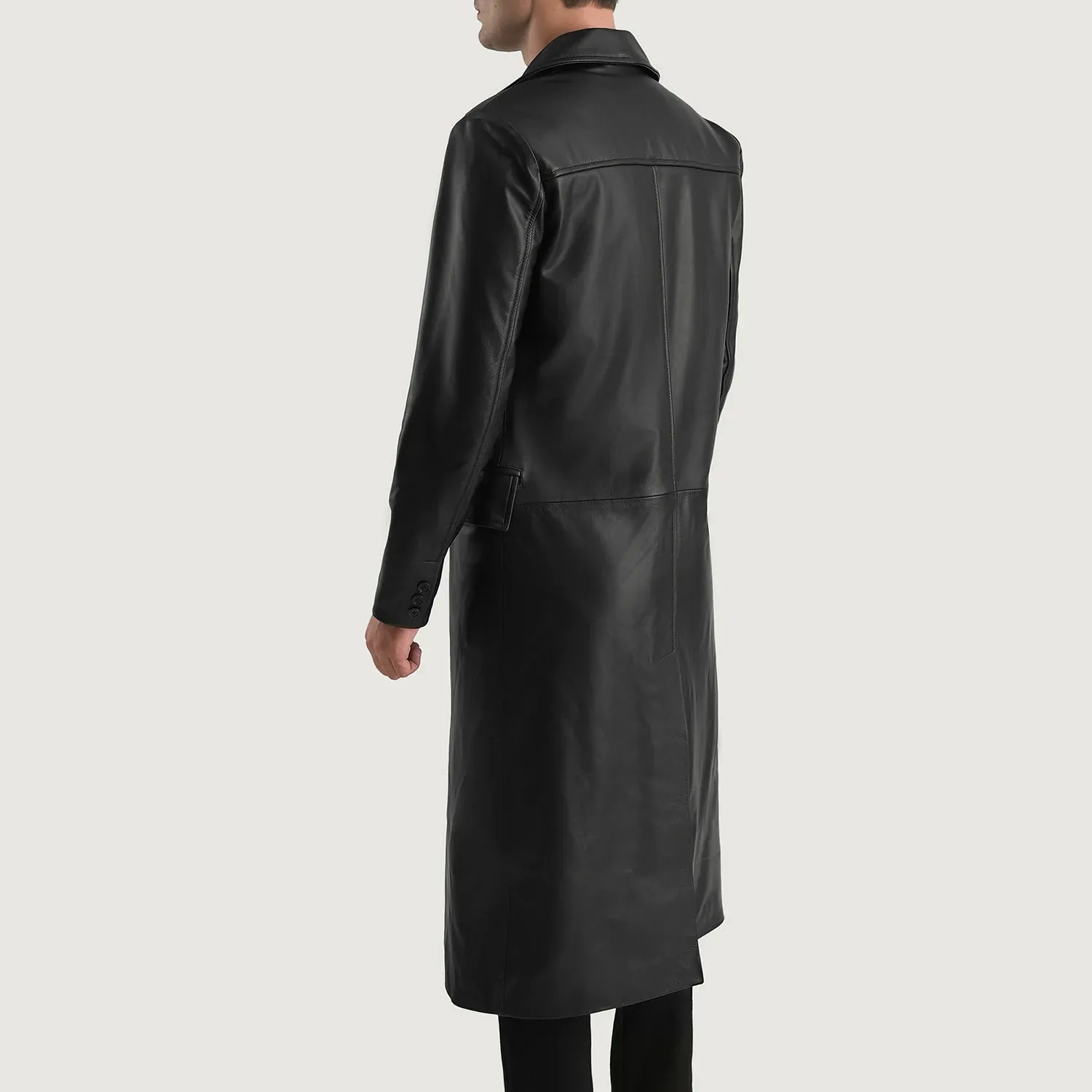 Delmar Black Leather Double Breasted Coat-reviseleather