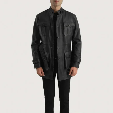 DOLF BLACK LEATHER JACKET-reviseleather
