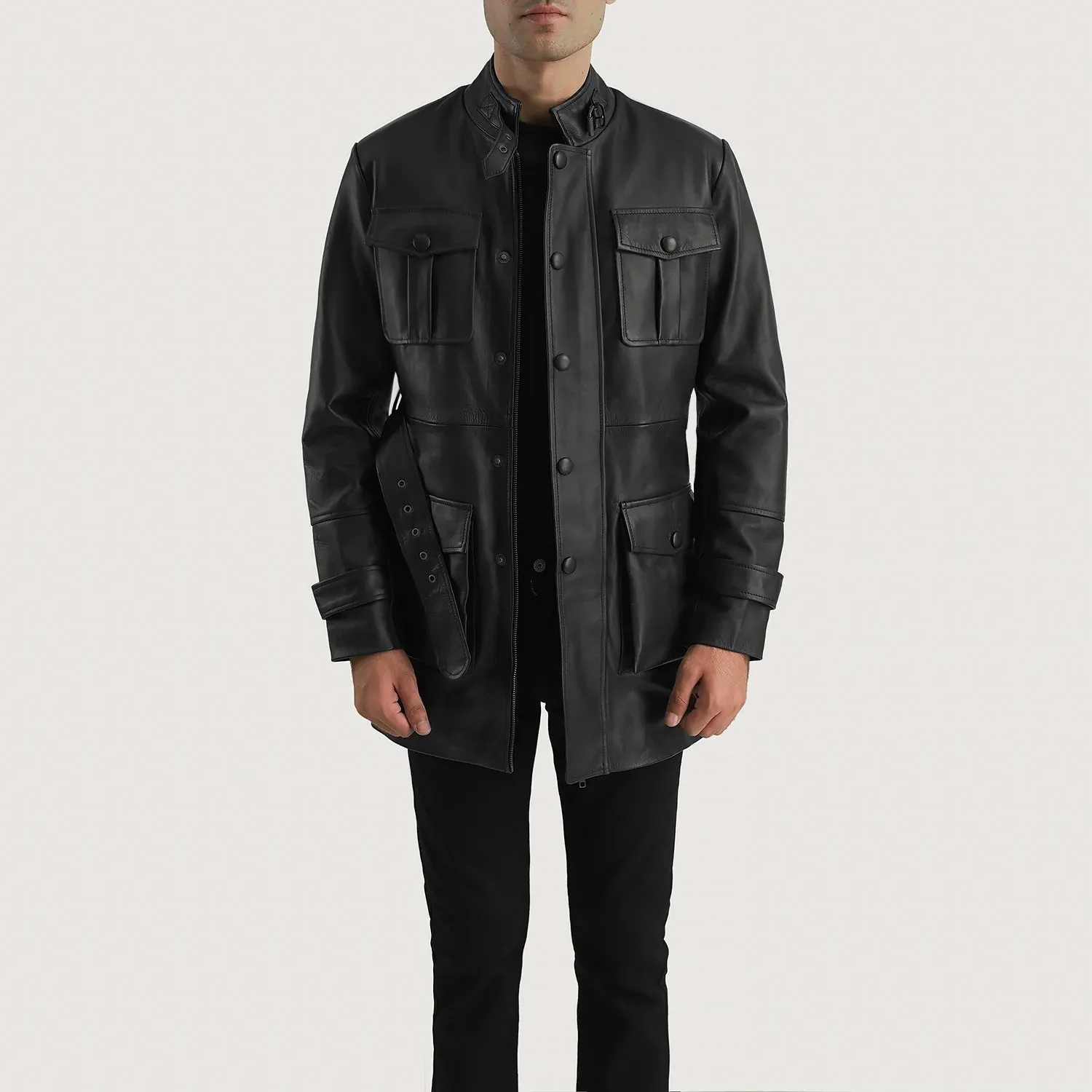 DOLF BLACK LEATHER JACKET-reviseleather