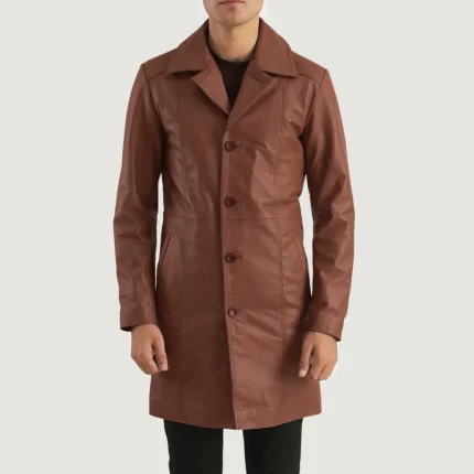 Don Long Brown Leather Coat-reviseleather