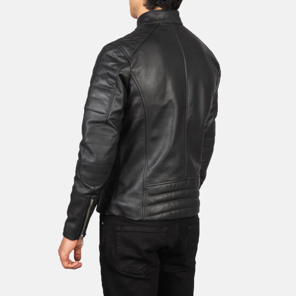 Faisor Black Leather Biker Jacket-reviseleather