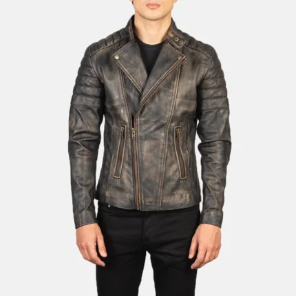 Faisor Distressed Brown Leather Biker Jacket-reviseleather