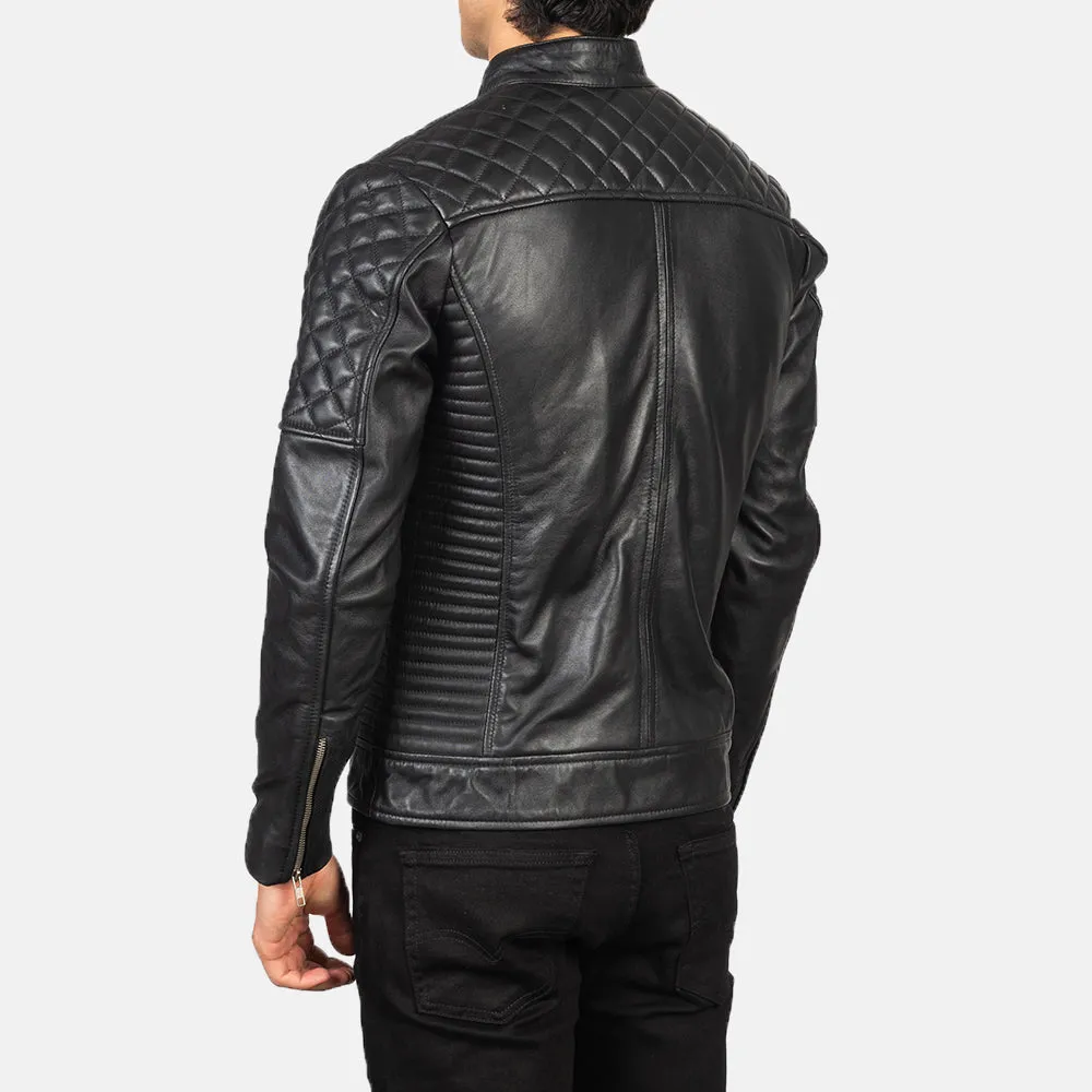 Fernando Quilted Black Leather Biker Jacket-reviseleather