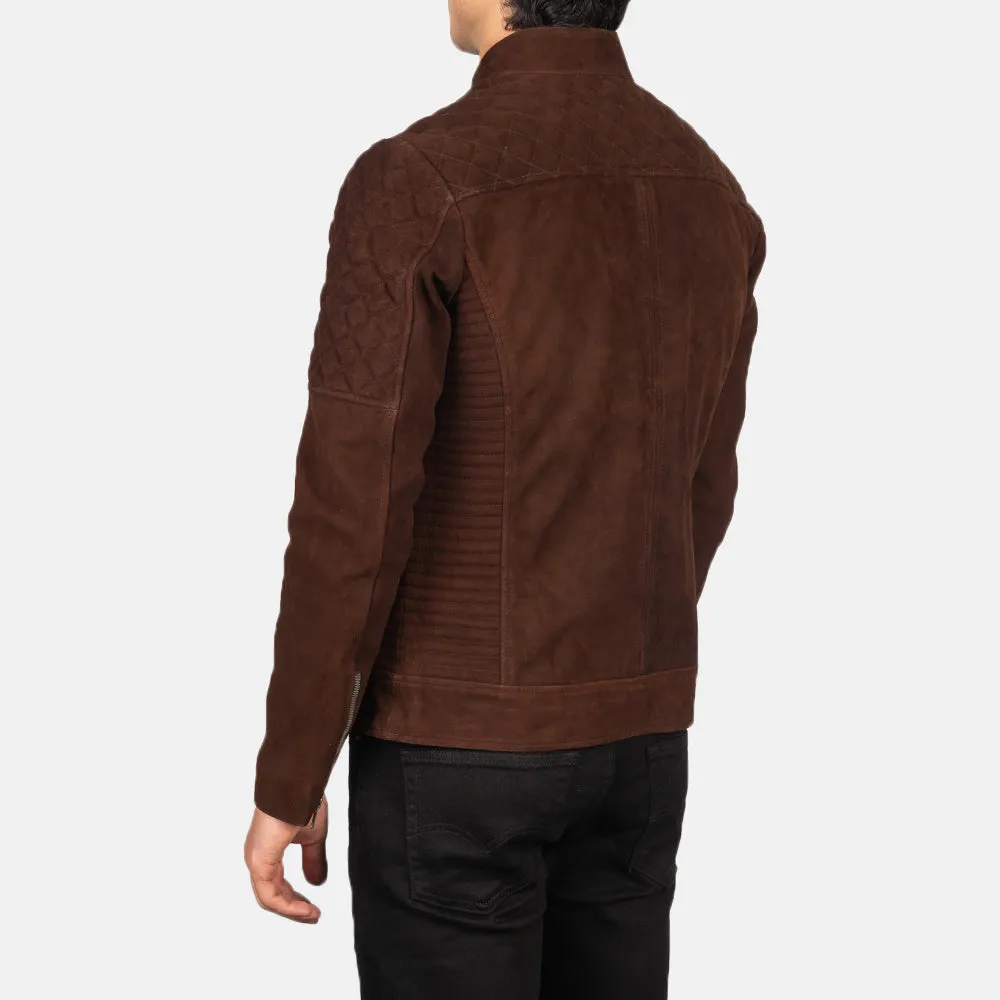 Fernando Quilted Brown Suede Biker Jacket-reviseleather