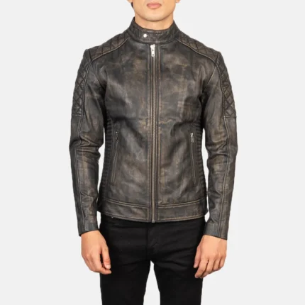 FERNANDO QUILTED DISTRESSED BROWN LEATHER BIKER JACKET-reviseleather