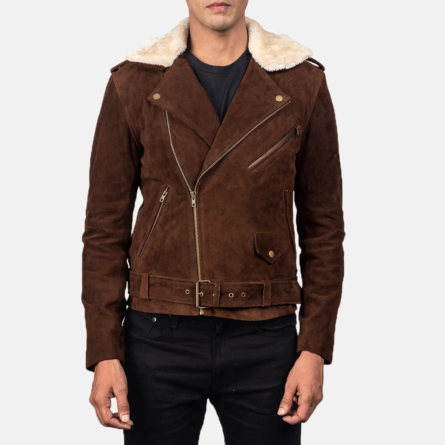 Furton Mocha Suede Biker Jacket-reviseleather