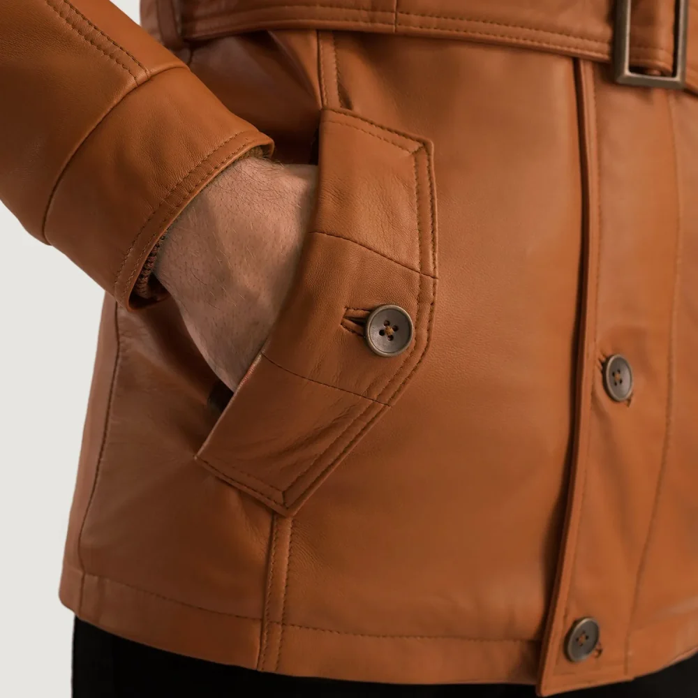 Hunter Tan Brown Fur Leather Jacket-reviseleather