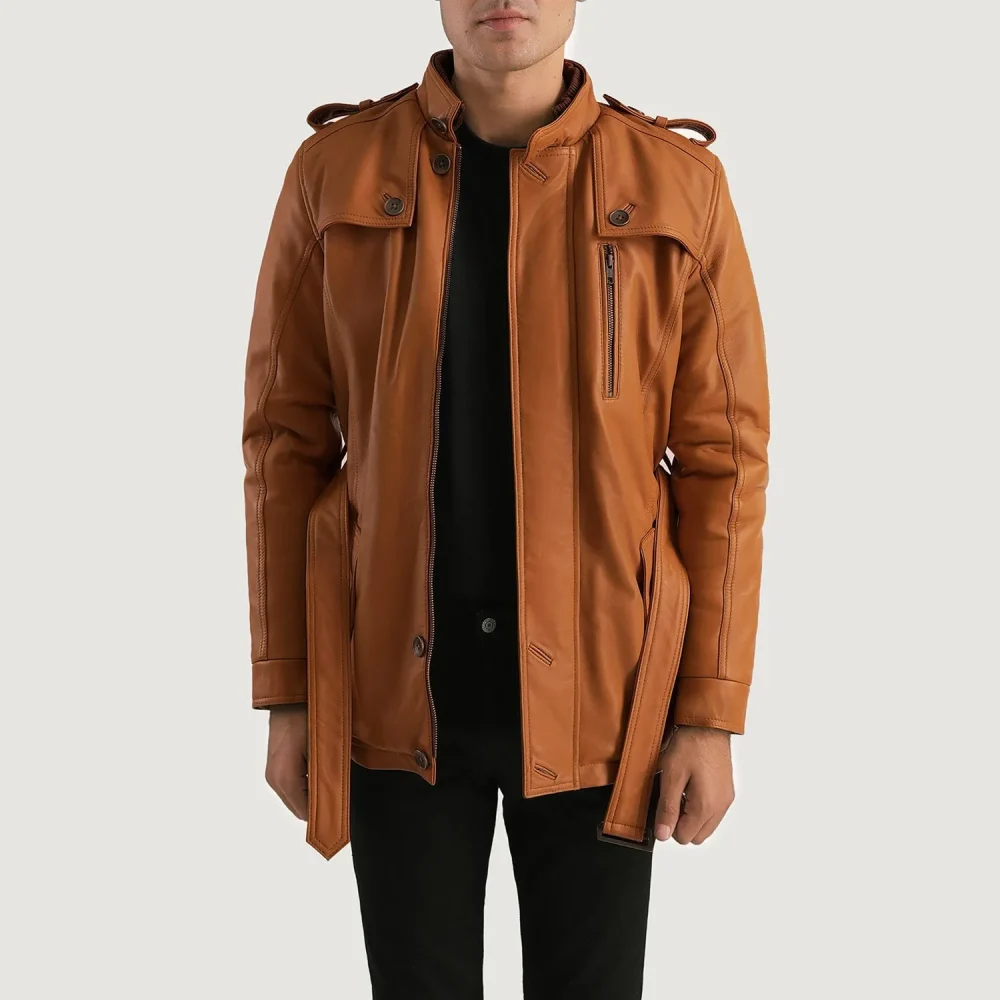 Hunter Tan Brown Fur Leather Jacket-reviseleather