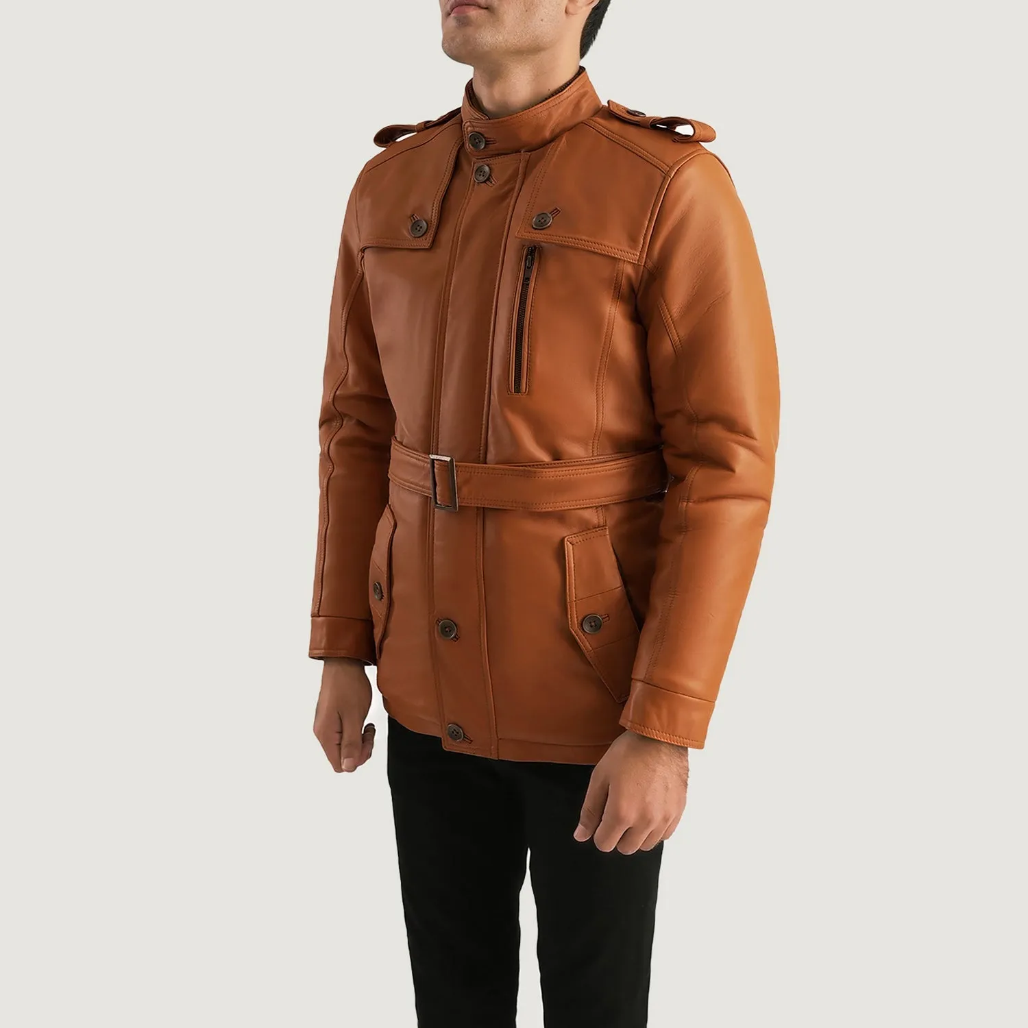 Hunter Tan Brown Fur Leather Jacket-reviseleather