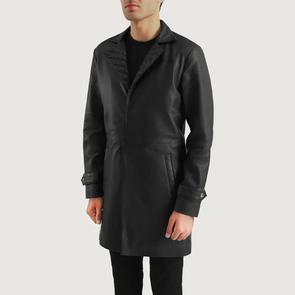 Infinity Black Leather Coat-reviseleather