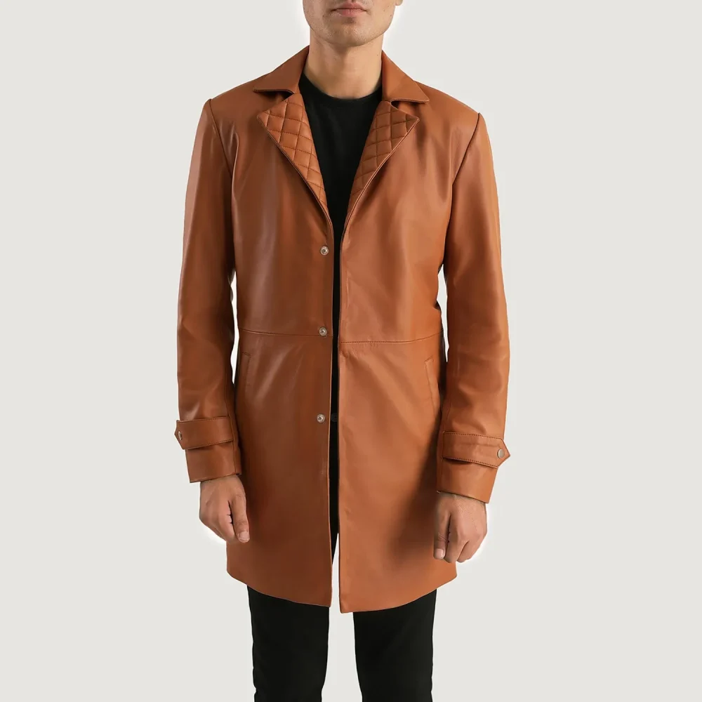 Infinity Tan Brown Leather Coat-reviseleather
