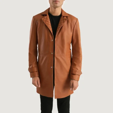 Infinity Tan Brown Leather Coat-reviseleather