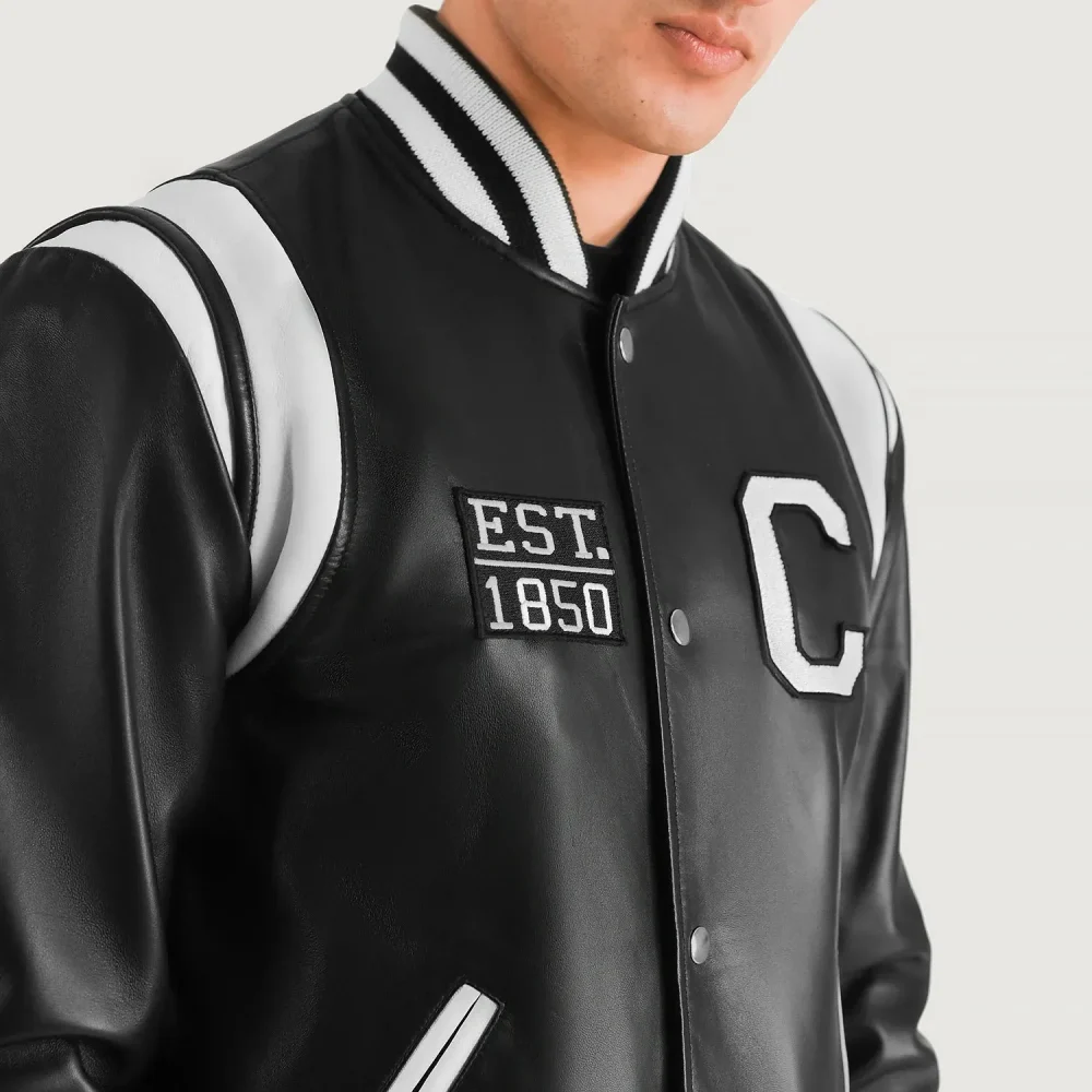 Liberte California Black Leather Varsity Jacket-reviseleather