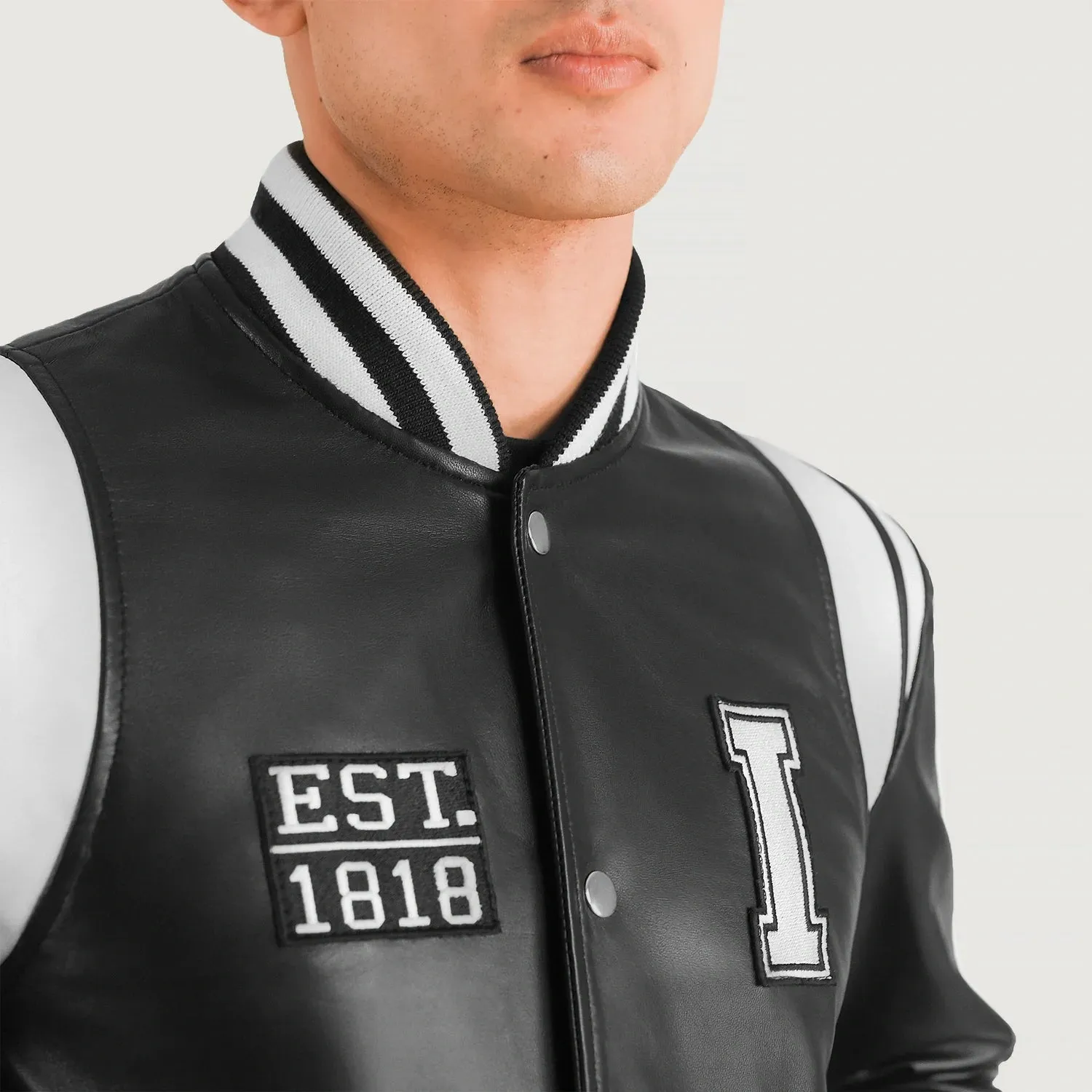 Liberte Illinois Black Leather Varsity Jacket-reviseleather