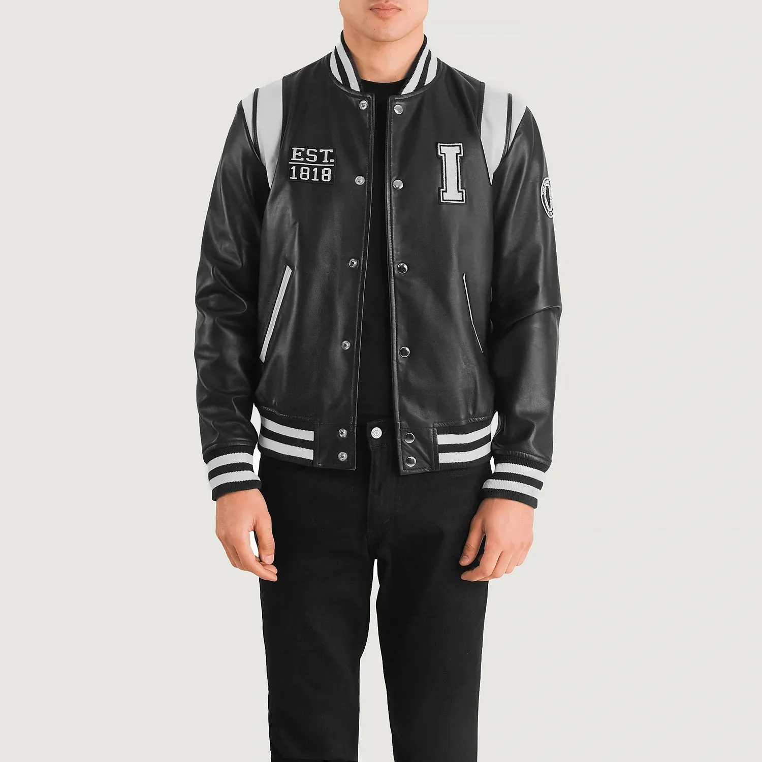 Liberte Illinois Black Leather Varsity Jacket-reviseleather