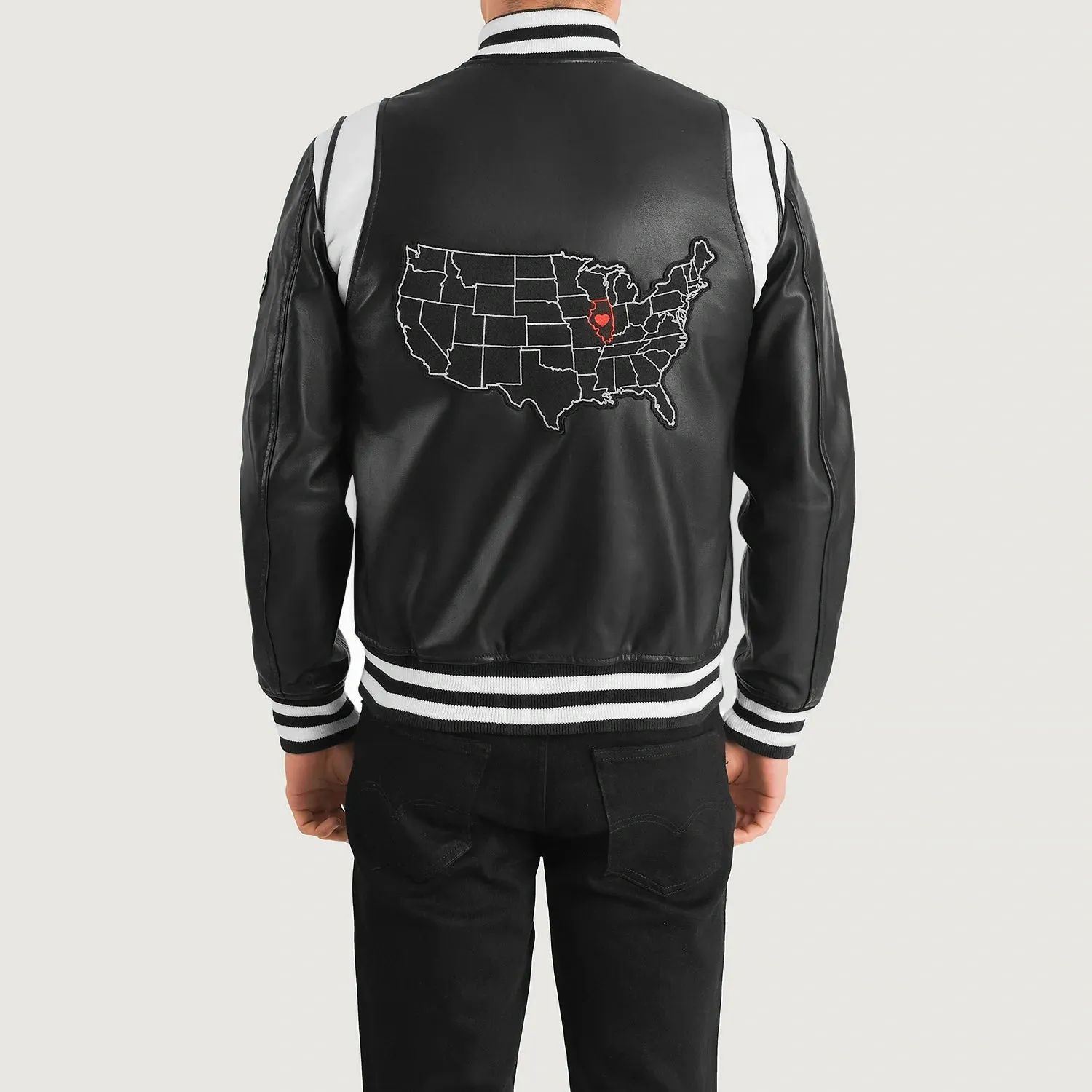 Liberte Illinois Black Leather Varsity Jacket-reviseleather