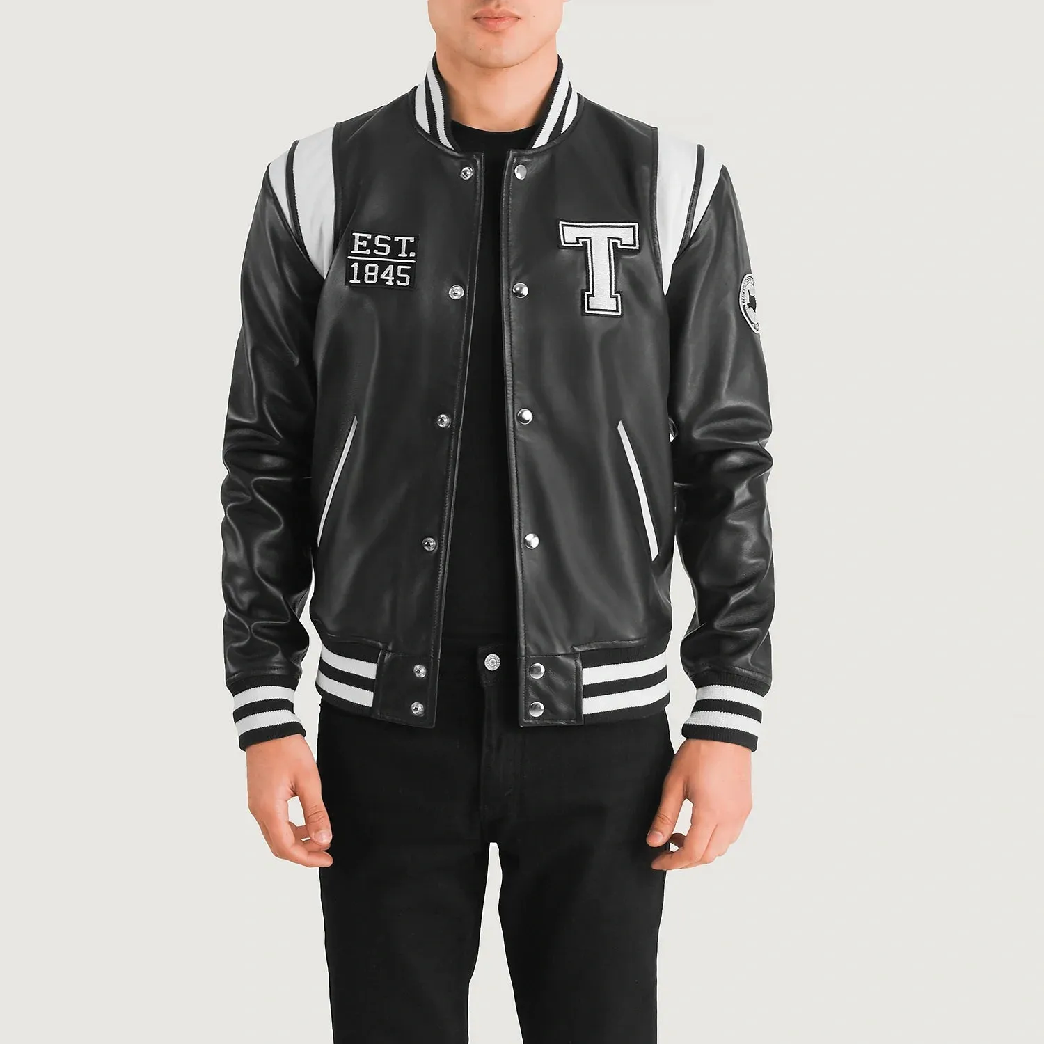 Liberte Texas Black Leather Varsity Jacket-reviseleather