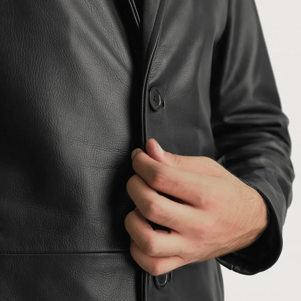 Mateo Black Leather Single Breasted Coat-reviseleather