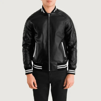 Pascal Black Leather Varsity Jacket-reviseleather