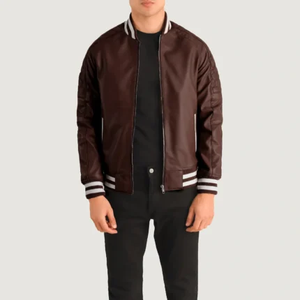 Pascal Maroon Leather Varsity Jacket-reviseleather