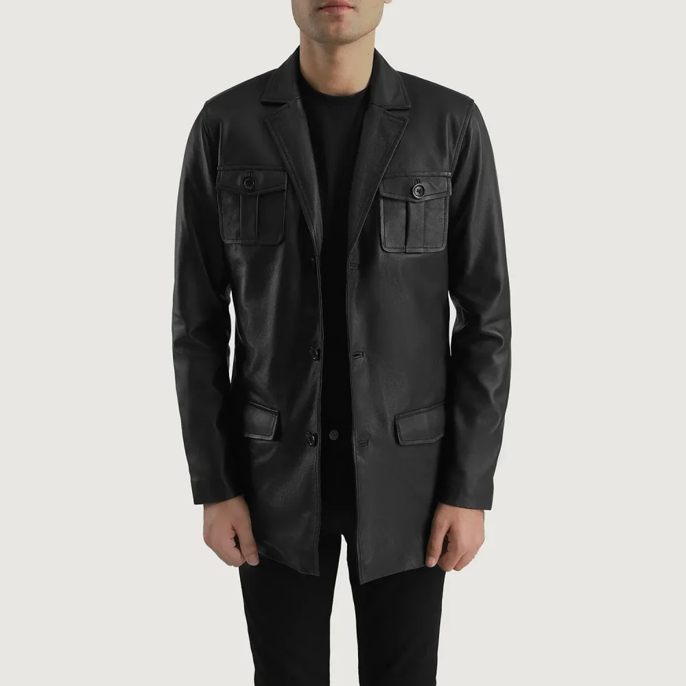 Ray Cutler Black Leather Blazer-reviseleather