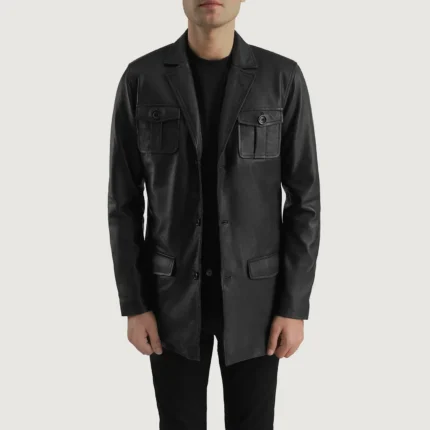 Ray Cutler Black Leather Blazer-reviseleather
