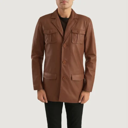 Ray Cutler Brown Leather Blazer-reviseleather
