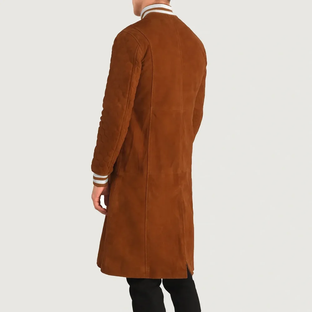 WILDE BROWN SUEDE VARSITY COAT-reviseleather