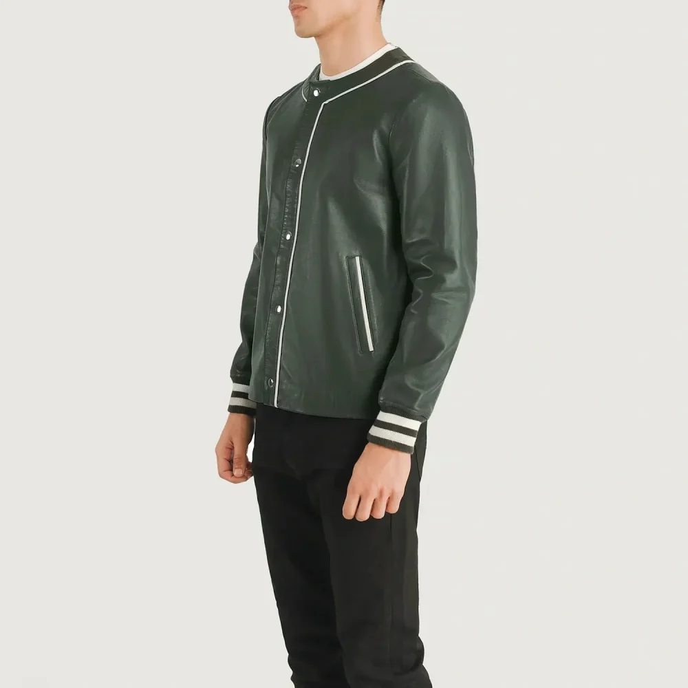 Willis Green Leather Varsity Jacket-reviseleather