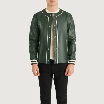 Willis Green Leather Varsity Jacket-reviseleather