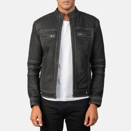 Youngster Distressed Black Leather Jacket-reviseleather