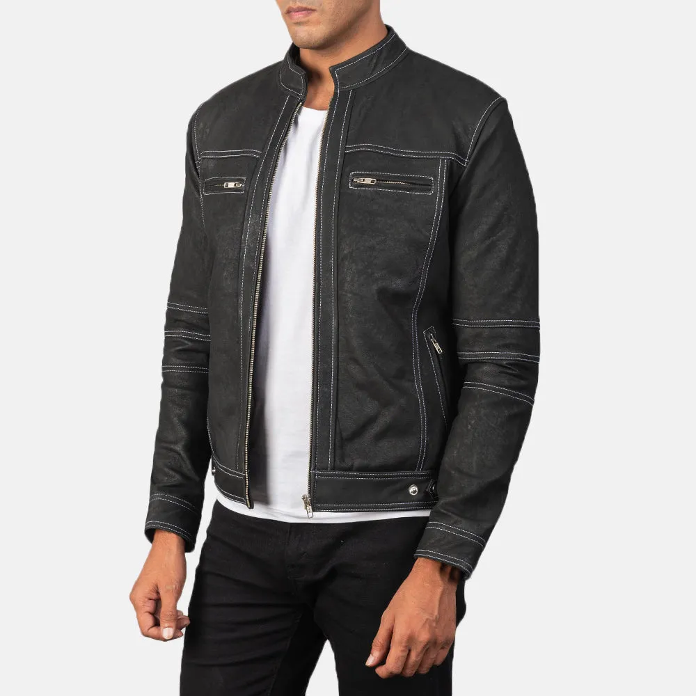 Youngster Distressed Black Leather Jacket-reviseleather