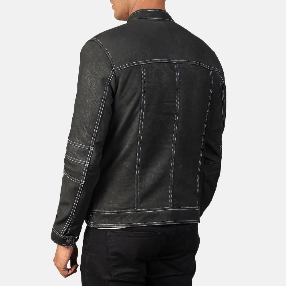 Youngster Distressed Black Leather Jacket-reviseleather