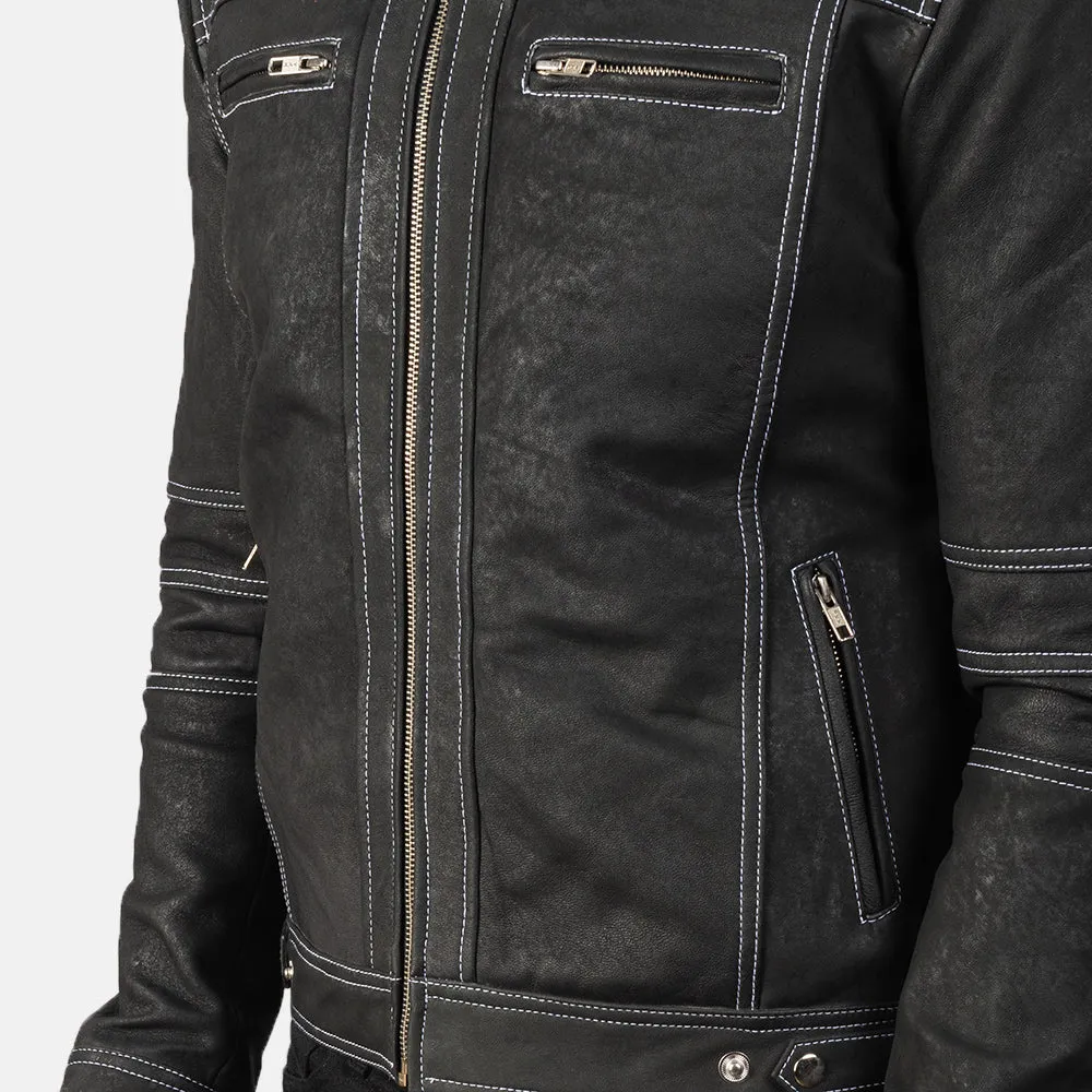 Youngster Distressed Black Leather Jacket-reviseleather