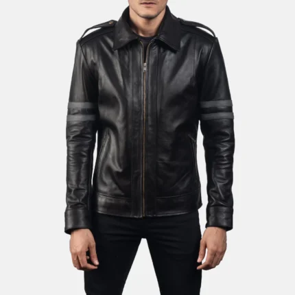 Armstrong Black Leather Biker Jacket-reviseleather