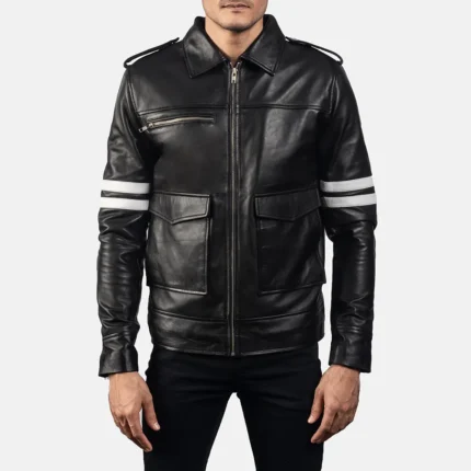 Dragonhide Black Leather Jacket-reviseleather