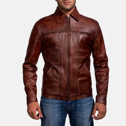 Abstract Maroon Leather Jacket-reviseleather