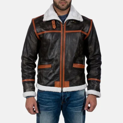 ALPINE BROWN FUR LEATHER JACKET-reviseleather