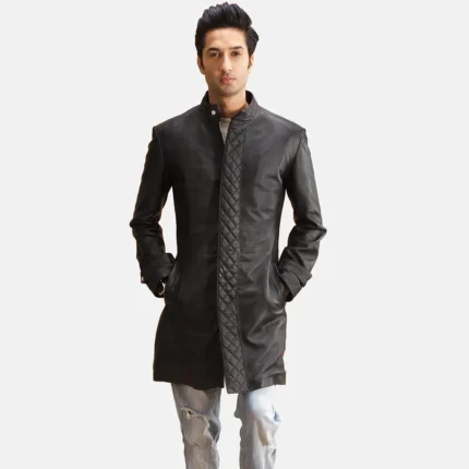 Midlander Quilted Black Leather Coat-reviseleather
