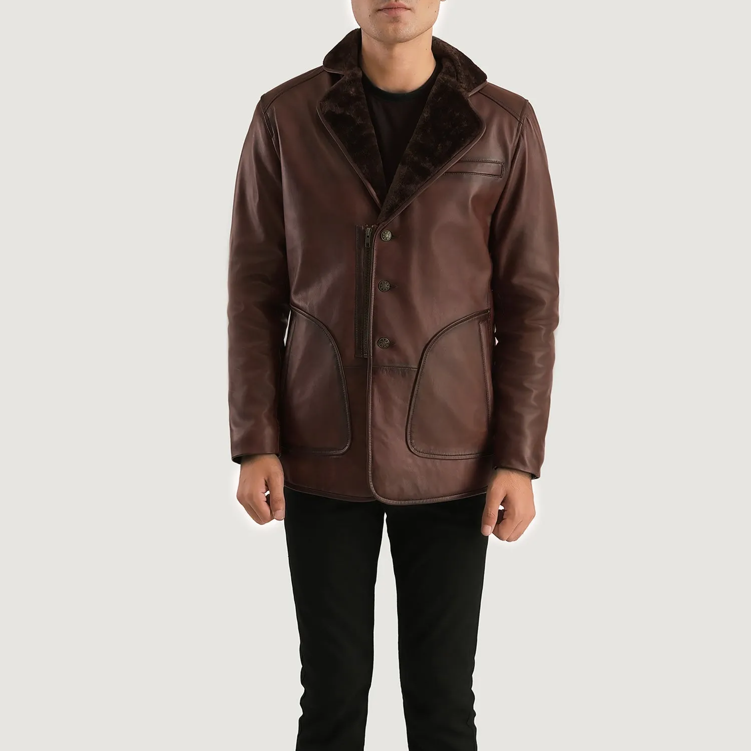 Rocky Brown Fur Leather Coat-reviseleather