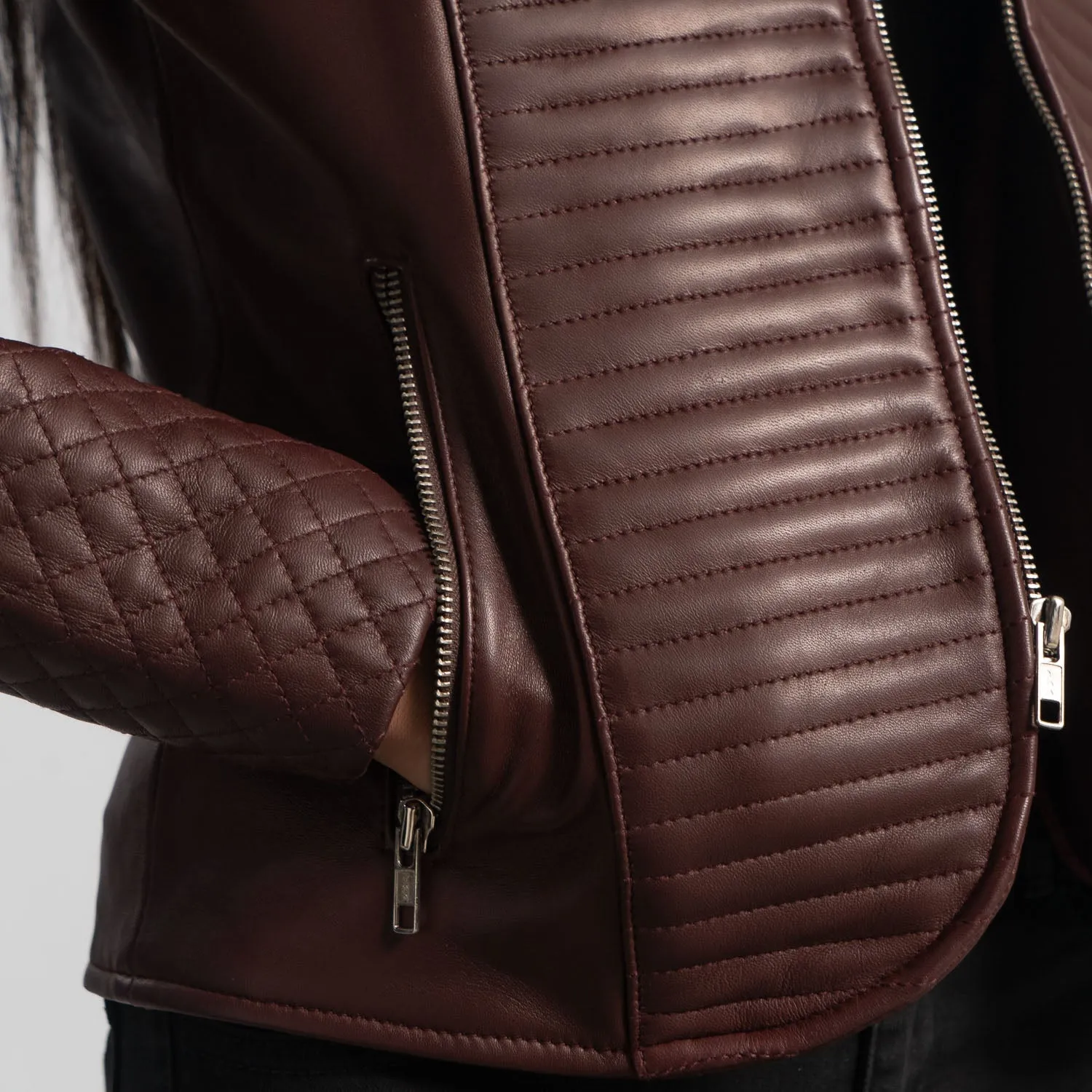Nexi Quilted Maroon Leather Jacket-reviseleather