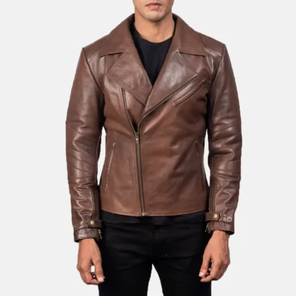 RAIDEN BROWN LEATHER BIKER JACKET-reviseleather